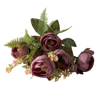 China Artificial Flowers Peony Flores Flower Artificial Camellia Silk Bud For Home Christmas Decoration Flower Bouquet for sale