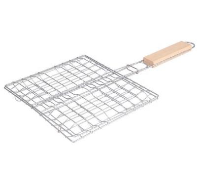 China Easily Cleaned Wooden Handle Square Fish Cut Stainless Steel Barbecue Supplies Grill Tool for sale