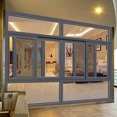 China Residential Folding Glass Screen Price Low-E Thermal Break Aluminum Sliding Window With Screen for sale