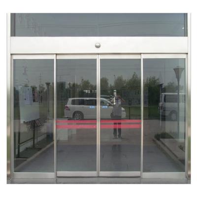 China Modern Automatic Sensor Aluminum Glass Sliding Door With Frame for sale