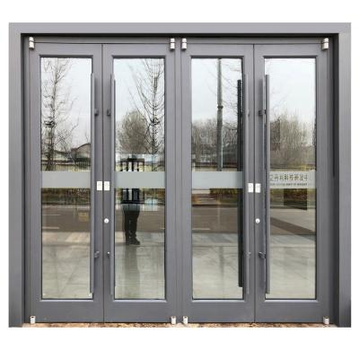 China Aluminum Glass Swing Metal Double Entry Door Shop Front Entrance for sale