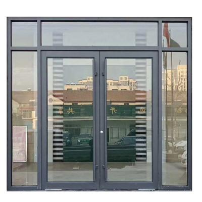 China Modern Commercial System Hinged Aluminum Door Entry Swing KFC Double Glass Door for sale