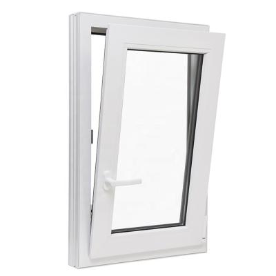 China Large Stained Glass Double Glass Screen UPVC Magnetic Tilt And Turn Plastic Window for sale