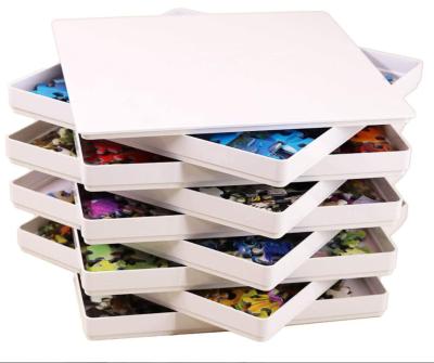 China Stackable DIY TOY 8-Tray Puzzle Sort Accessories Makes Pieces Stand Out Best Model White Plastic Puzzle Sorting Tray With Lid for sale