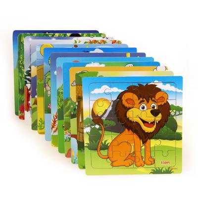 China Cartoon Toy 20 Pieces 3D Cartoon Wooden Puzzles Jigsaw Puzzles Training Skills Early Childhood Wooden Animal Cognitive Education For Children for sale