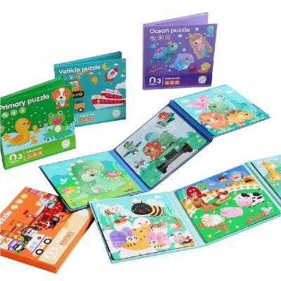 China Toy Drop Shipping Educational 3 Sheets Magnetic 3D Puzzle Book For Children Paper Puzzles Educational Toys for sale