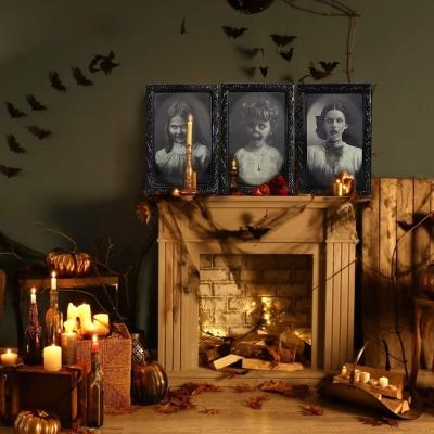 China Environmentally Friendly Halloween Decoration 3D Face Movie Frame Portrait Changing Horror Decoration For Horror Party Castle Bedroom Home Decor for sale