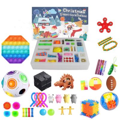 China Stress Reliever Deluxe Bubble Stress Countdown Christmas Sensory Toys Set Moving Person Advent Calendar Customized Surprise Blind Box for sale