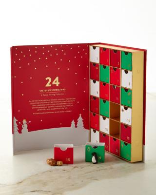 China Reused Materials Christmas 24 Drawers Advent Calendar Box Cardboard Book Shaped Calendar Box Magnet Closure for sale