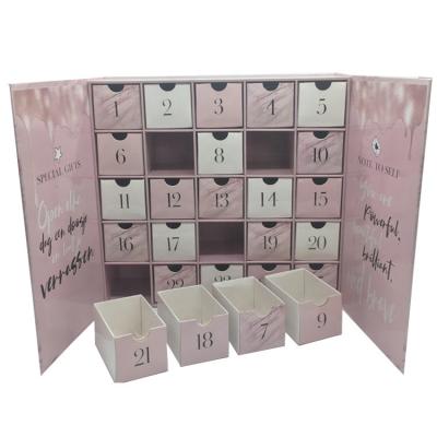 China Recycled Materials Wholesale Cardboard Paper Empty Drawers Advent Calendar Box Decorative Cardboard Cosmetic Keepsake Box for sale