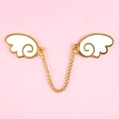 China Wholesale Custom Metal Wing Shape Enamel Lapel Pins From Europe For Clothes for sale