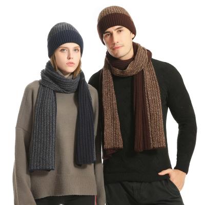 China COMMON Wholesale New Arrival Fashion Unisex High Quality Winter Warm Knit Beanie Hat Cap And Scarf Set Winter Hats for sale