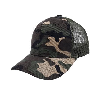 China COMMON Custom High Quality 6 Panel Pre Curved Patch Logo Camo Mesh Trucker Caps Hat for sale