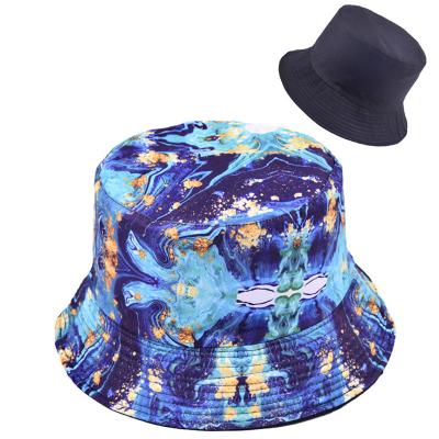 China Fashion\Comfortable Hot Summer 2022\Durable Selling Ins Tie Dye Double Use Cotton Solid Color Hip Hop Hip Hop Hat Side Graffiti Soft Fisherman Unisex Bucket Hat for sale