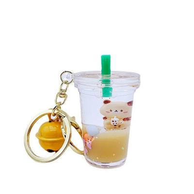 China Fashionable Wholesale Cute Metal Liquid Accessories Key Chains BoBa Goods Key Chain for sale