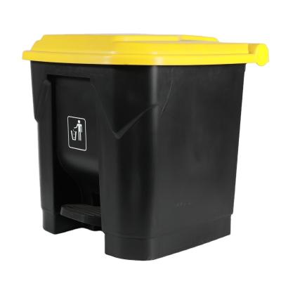 China 30 Liter High Quality Sustainable Recycling Waste Bin Black Foot Pedal Bin for sale