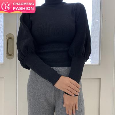 China 1997# Women's Turtle Neck Knitted Sweater Autumn Winter Long Lantern Sleeve Fashion Female Black Pullover Sweaters S M L XL for sale