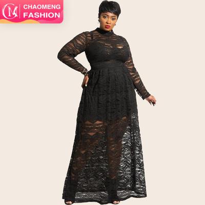 China Large Sizes Maxi Party Dresses Lace Style 2020 New Arrival Black Women's Summer Size 90001# Sexy Plus Size Dress for sale