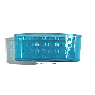 China Minimalist Rectangular Perforated Bathroom Storage Basket With Powerful Suction Cup for sale