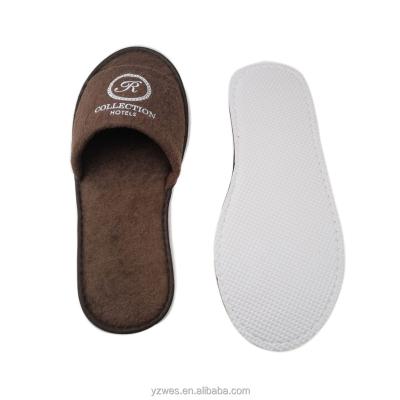 China Home Hotel Custom Logo Printing Terry Towel Bathroom Disposable Hotel Travel Slippers for sale