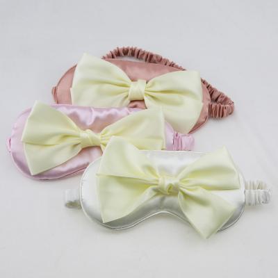 China Anti-Wrinkle RPET Satin Recycle Sleeping Eye Mask With Big Bow For Girl for sale