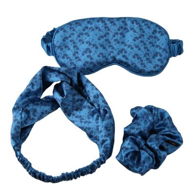 China Anti-Wrinkle RPET Satin Recycle Sleep Kit With Eyemask, Hair Band And Hair Scrunchies for sale