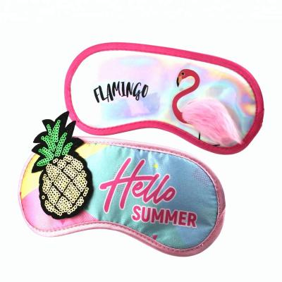 China Anti-Puffiness Polyester Satin Eye Mask With Silk Printed Logo for sale