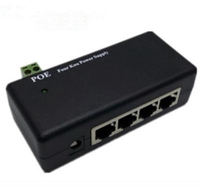 China Poe Power Supply Vending POE4B 4 Ports PoE Adapter Data In Pin Power In Pins PoE Injector 4 Ports for sale