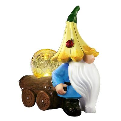 China Europe Solar Gnomes Decorations Carrying Magic Globe With LED Lights Funny Outdoor Gnome Figurines Garden Decor For Home Gardening Gifts for sale