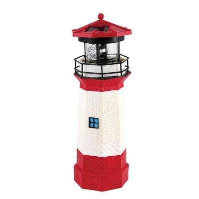 China Europe Resin Miniature Solar Sea Side Tower Lamp Lighthouse With Revolve Light for sale