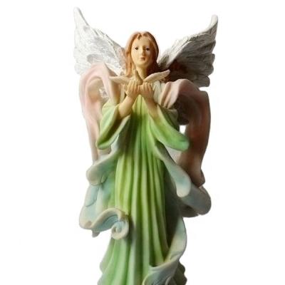 China Europe resin custom garden statue accessories fairy figurines with dove of peace indoor outdoor home decoration in hand for sale