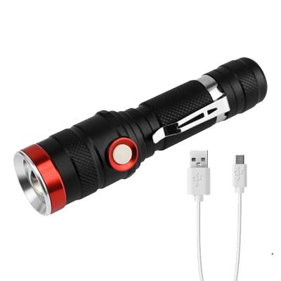 China L2 Emergency High Power LED Flashlight Mini Zoomable Portable Troch Flashlight USB Charging for sale