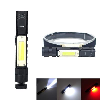 China Troch Flashlight Portable Aluminum Red Led Multifunction Camping Flashlight COB Magnet Working Lamp Usb Charging for sale