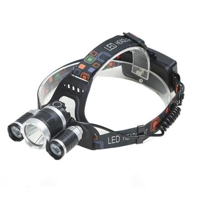 China Hot Sale 3 LED Rechargeable Head Lamp T6 Outdoor Waterproof Camping Headlamp Flashlight for sale