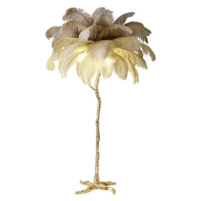 China Industrial Standing Decorative Modern Copper Ostrich Floor Lamp Luxury Led Corner Light For Living Room Decor for sale