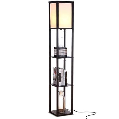 China Modern Floor Lamp With Shelves Modern Tall Lamps With Shade White Light Lamps For Living Room Office-Black for sale