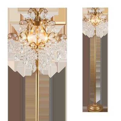 China Modern crystal light floor lamp luxury upper grade living room bedroom lighting creative simple American pattern soft room decoration for sale