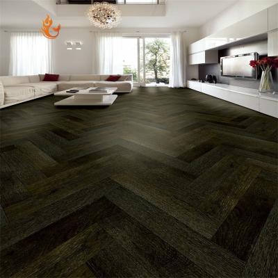 China Amazing Smoked Oak Herringbone Engineered Oak Flooring Black Stained UV Brushed Oiled Wood Flooring Engineered Flooring for sale