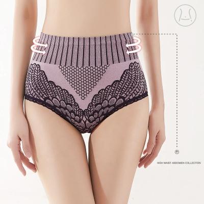 China FINETOO Women High Waist Antibacterial Lace Shaper Panties Breathable Training Body Shaper Slimming Underwear Butt Lift Lingerie for sale