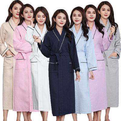 China FINETOO QUICK DRY High Quality Long Robes Couples 5 Stars Luxury Hotel Bathrobes Waffle Knitting Hotel Bathrobes For Luxury Hotel for sale