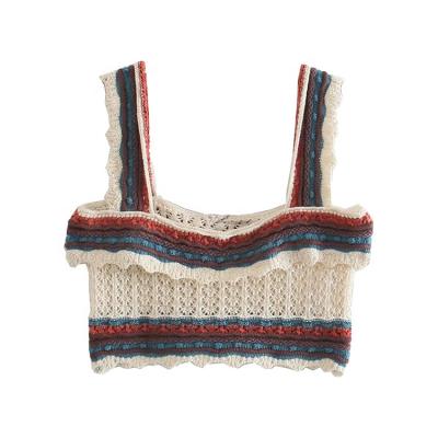 China FINETOO Women's Breathable Fashion Soft Warm Top Knitted Suspender Vest Crochet Summer And Autumn Vest Crochet for sale