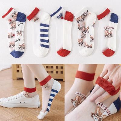 China FINETOO 5pairs/lot QUICK DRY women socks new girl women fashion socks breathable transparent cute fruit women color socks korean style Te koop