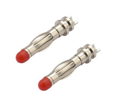 China Power ROHS 24k Gold Plated Brass Medical Banana Plug Uninsulated Gold Banana Connector With Red Bullet Plastic Head for sale