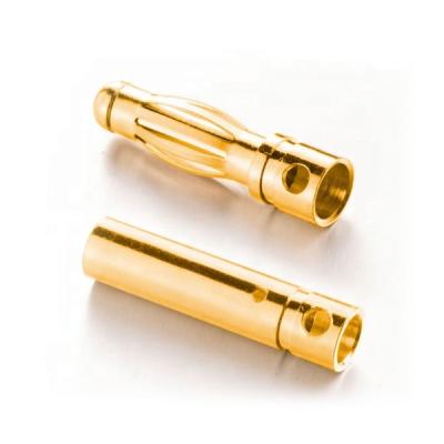 China Custom Power Bullet 24k 4mm Banana Plug Brass Gold Plated Connector for rc model car connector for sale