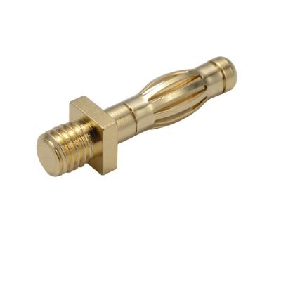 China Custom Power Battery Connector 4mm Threaded Gold Plated Banana Plug for sale