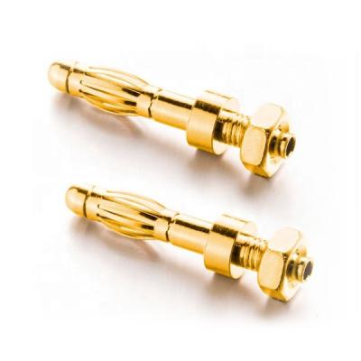 China Power High Precision Gold Plating Copper Pin Electrical Connector 4mm 3mm Banana Plug M3 Wire PCB Mount Screw Lock for sale