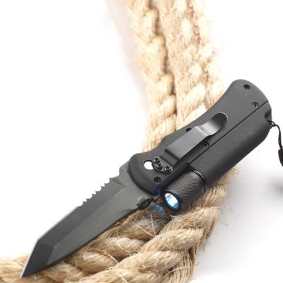 China Flint Igniter Multi Functions Survival Kit Outdoor LED Flashlight Knife Tactical Flint Fire Starter Whistle for sale