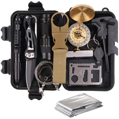 China 13 in 1 Survival Kit Amazon Hot 13 in 1 Emergency Survival Kit Wilderness SOS Survival Kit Camping Adventure Fret Tactical Outdoor Gear for sale