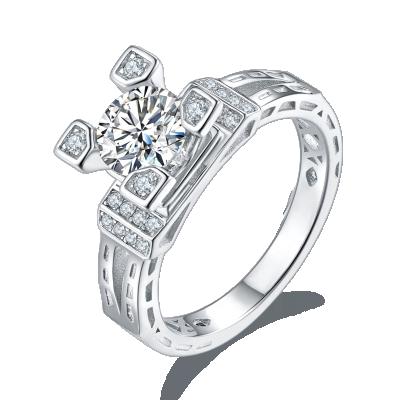 China FASHIONABLE Custom Jewelry Luxury Wedding Ring 18K Solid Gold 1 Carat Moissanite Diamond Rings for sale