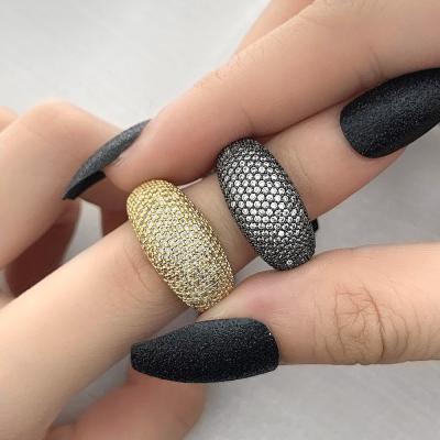 China High Quality Iced Out CZ Rings Black Gold Plated Rings Sparkle Diamond Rings Hip Hop Jewelry for sale